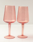 Handblown Hammered Wine Glasses, Blush - set of 4