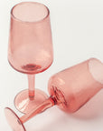 Handblown Hammered Wine Glasses, Blush - set of 4