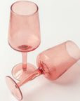 Handblown Hammered Wine Glasses, Blush - set of 4