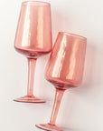 Handblown Hammered Wine Glasses, Blush - set of 4