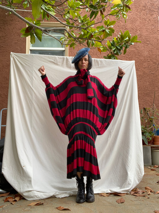 1970s Pre-OMO Norma Kamali Striped Knit Scarf Dress
