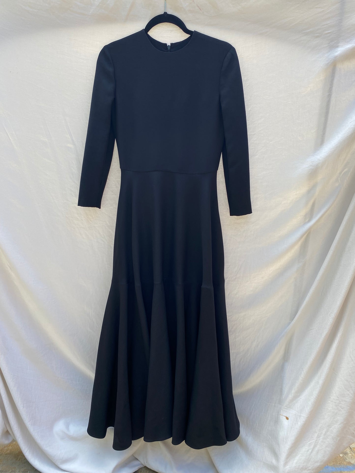 Valentino Black Wool Silk Maxi Gown