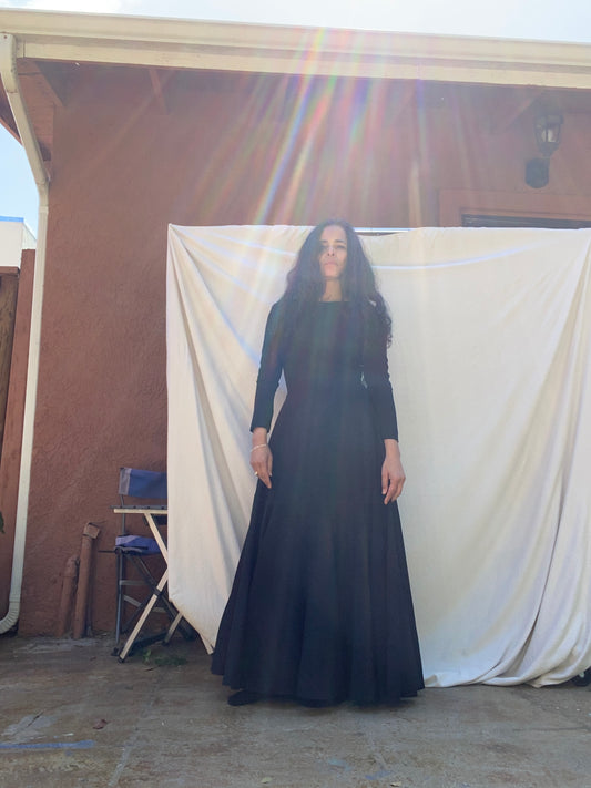 Valentino Black Wool Silk Maxi Gown