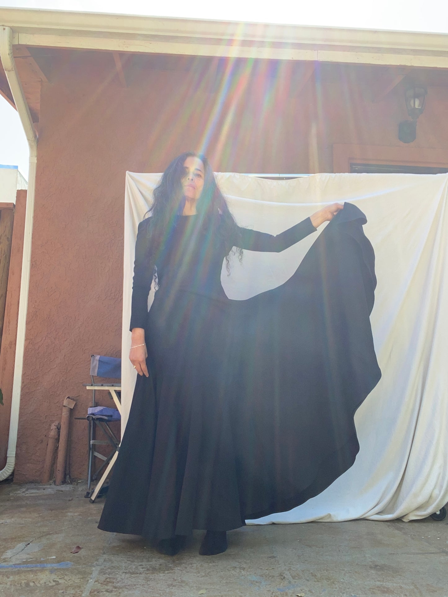 Valentino Black Wool Silk Maxi Gown