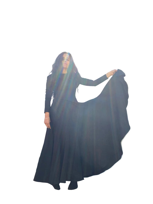Valentino Black Wool Silk Maxi Gown