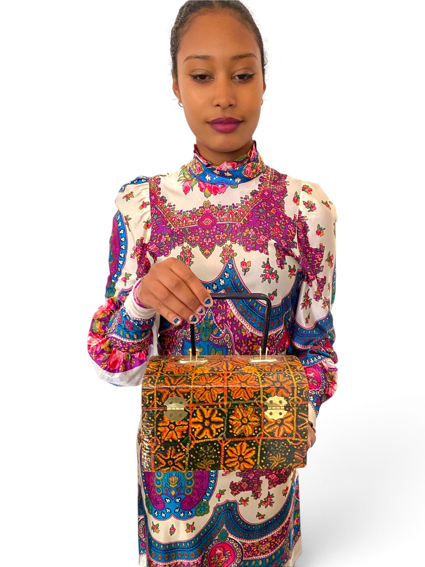 60s Printed Box Purse