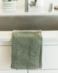 Stone Washed Linen Tea Towel - Sage