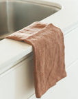 Stone Washed Linen Tea Towel - Terracotta