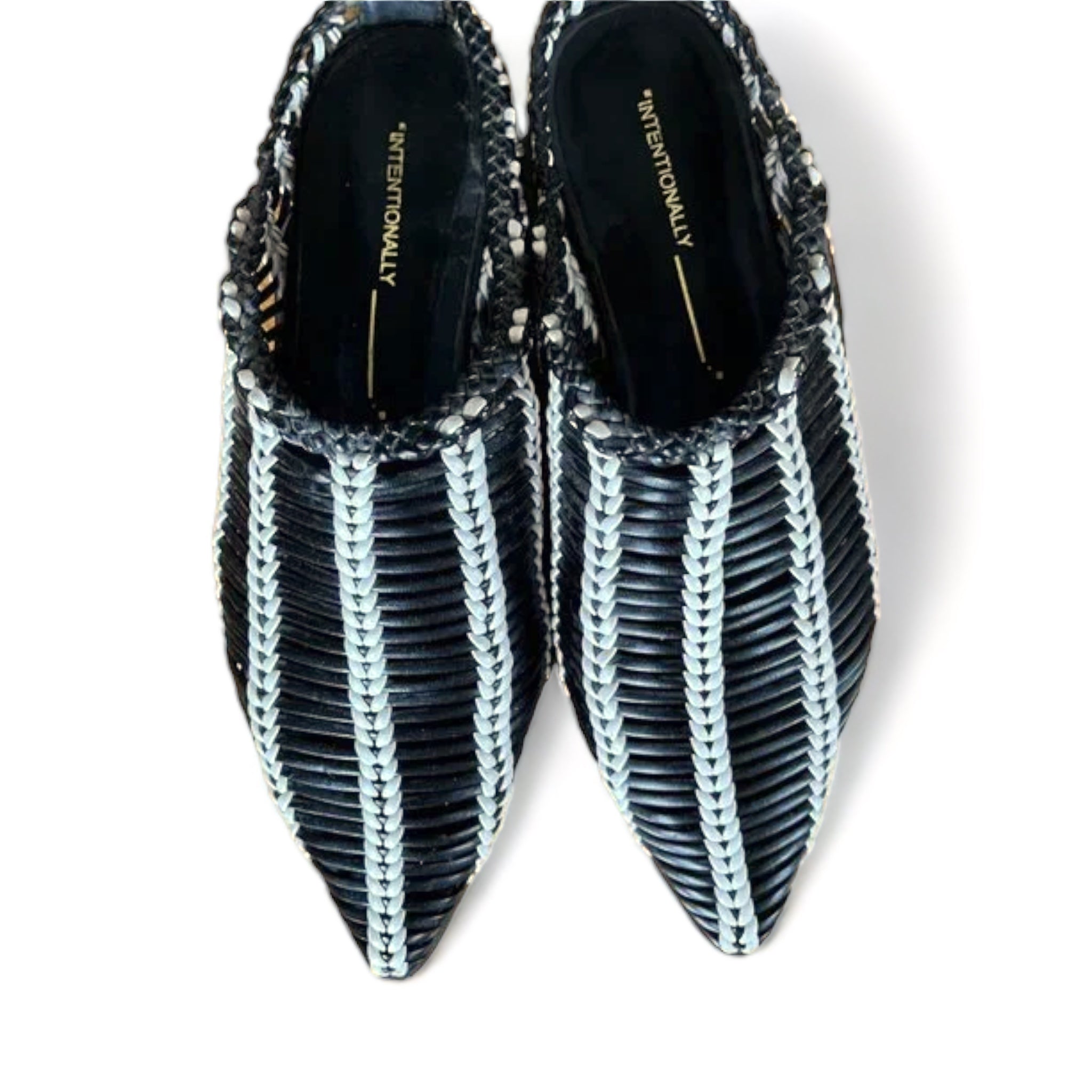 Intentionally Blank Black White Tannis Mules