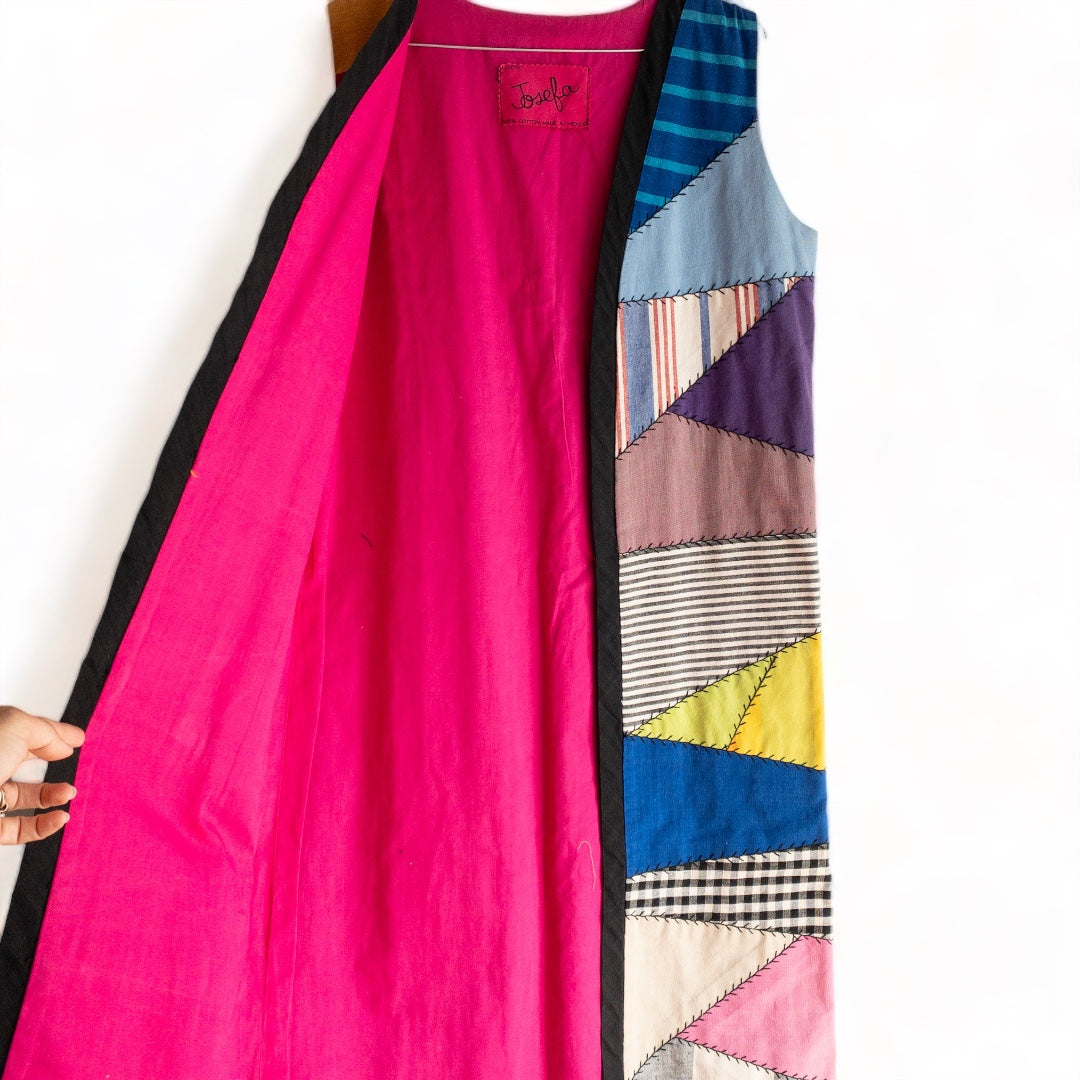Josefa Mexico Colorful Cotton Patchwork Sleeveless Duster Vest