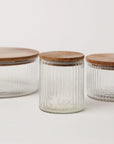 Fluted Glass Storage Jars - set of 3