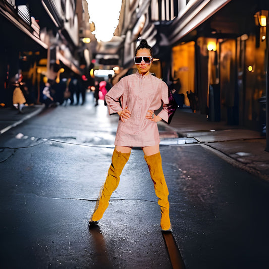 Camel Suede Thigh High Boots
