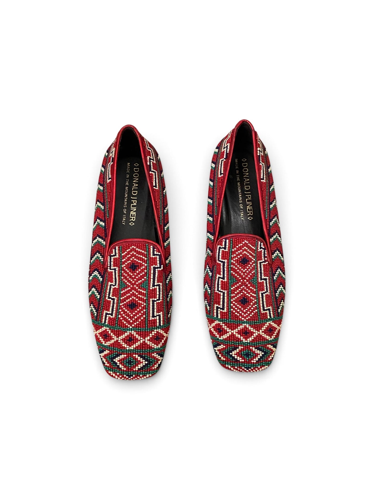 Red Beaded Slip-on Loafers