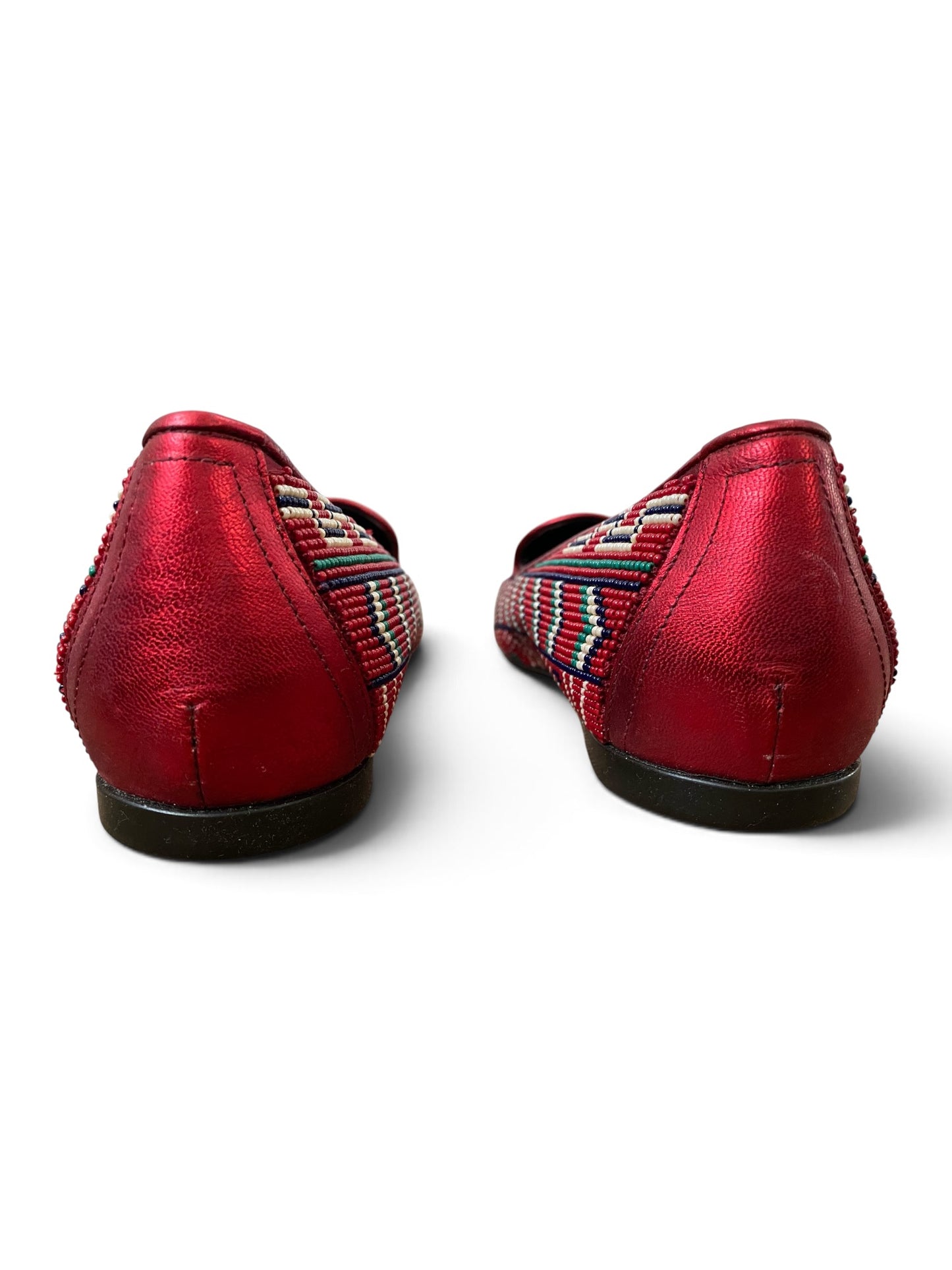 Red Beaded Slip-on Loafers