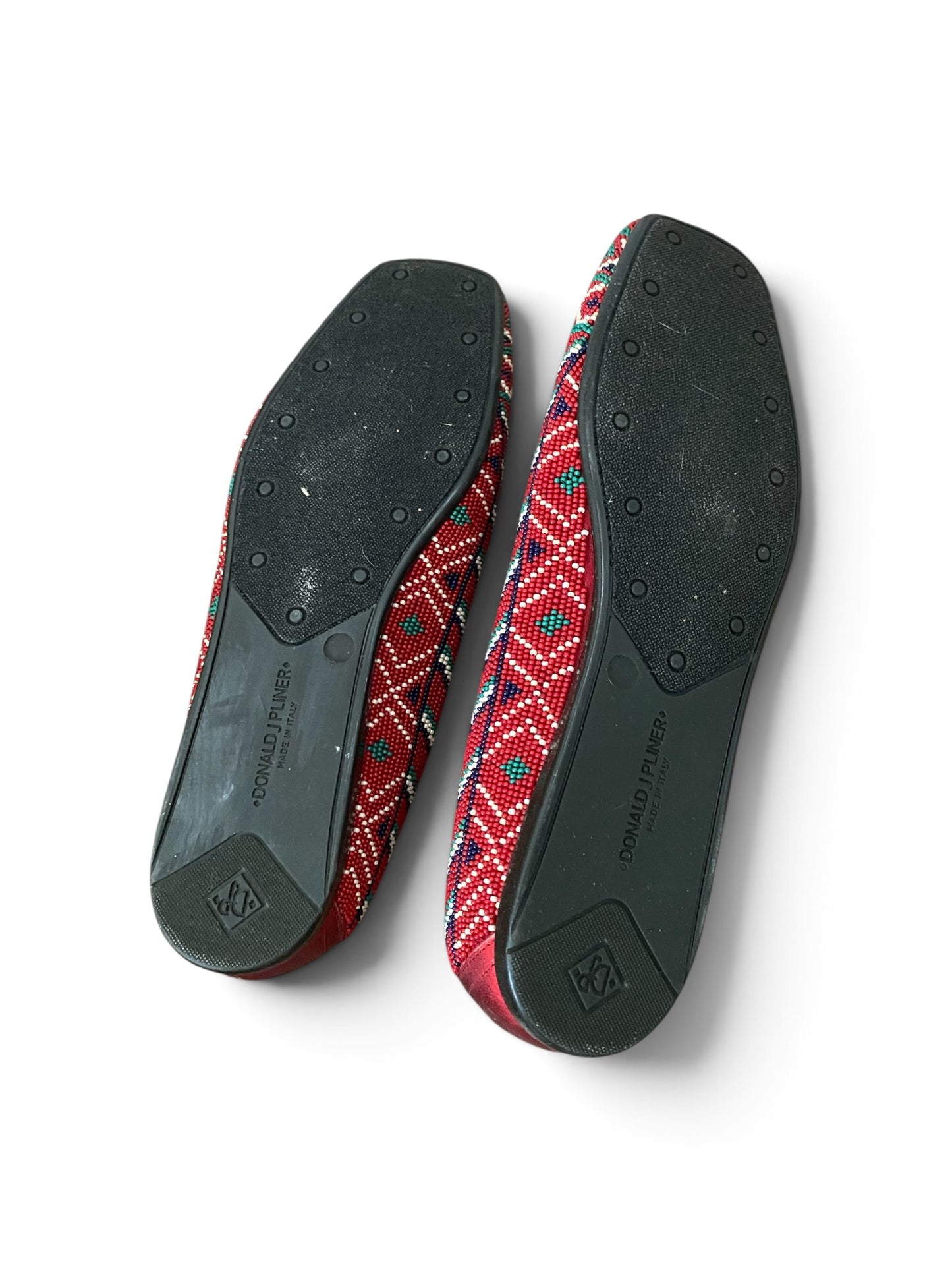 Red Beaded Slip-on Loafers