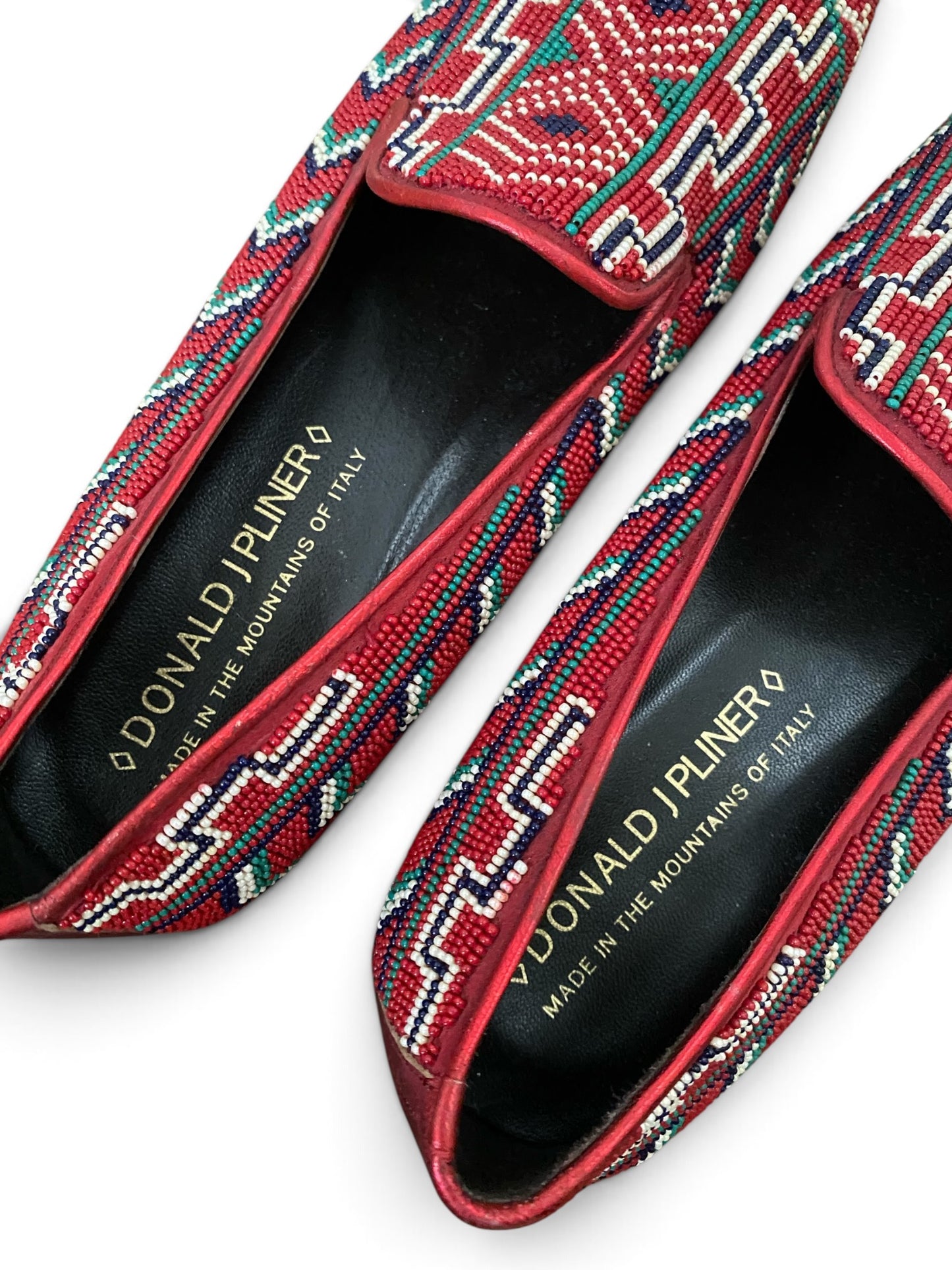 Red Beaded Slip-on Loafers