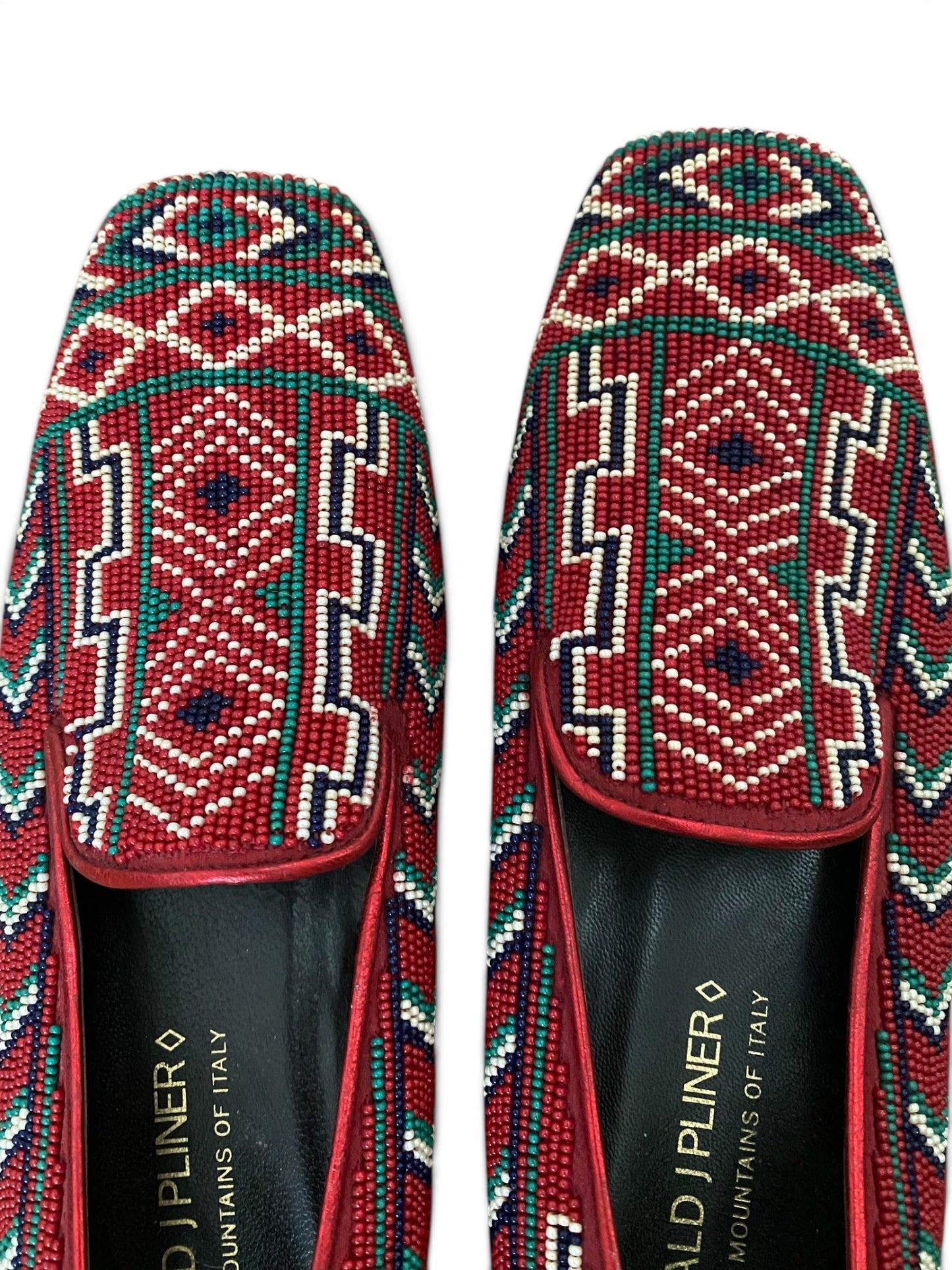 Red Beaded Slip-on Loafers