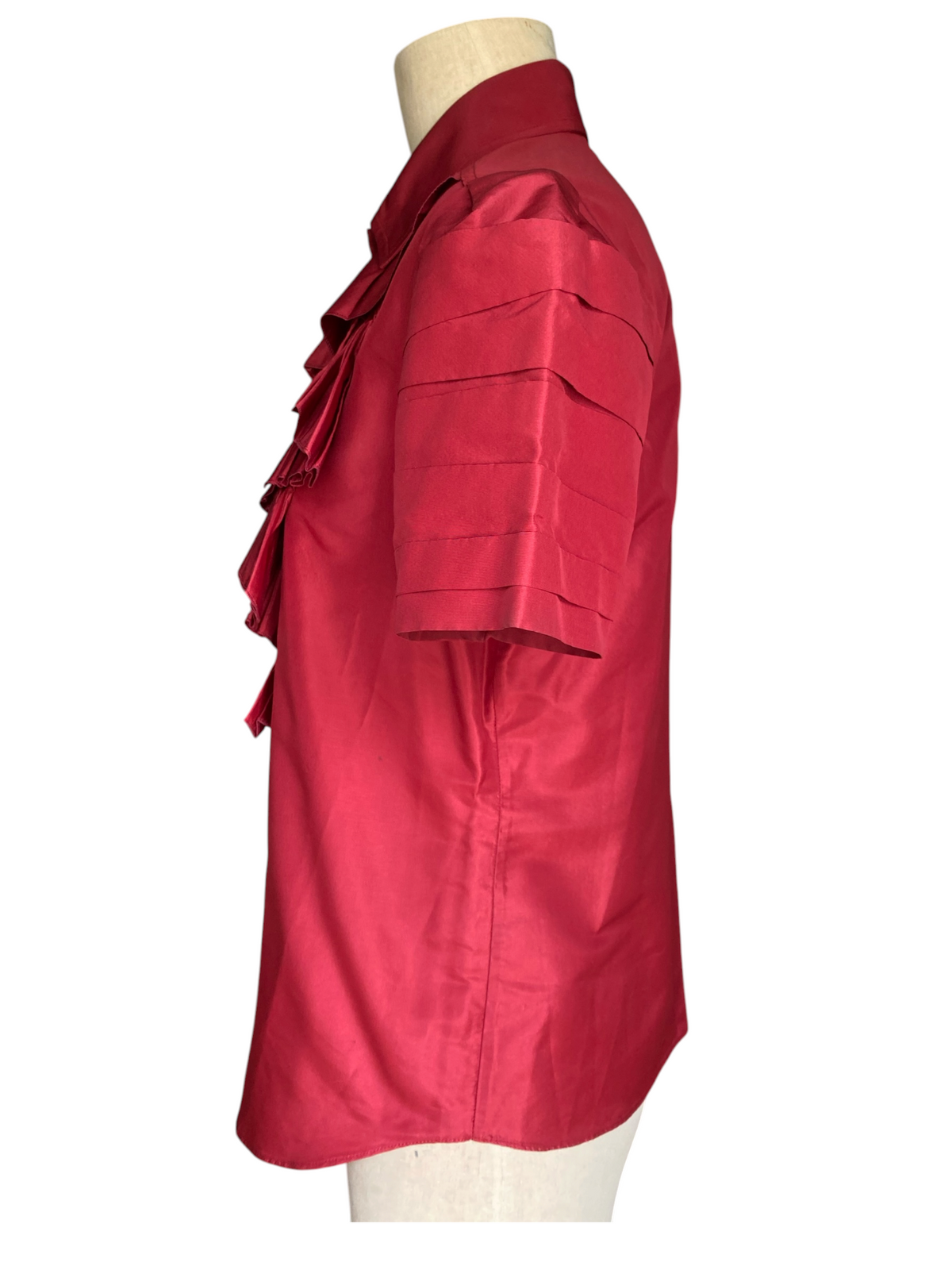 2008 Oscar de la Renta Oxblood Red Ruffle Blouse