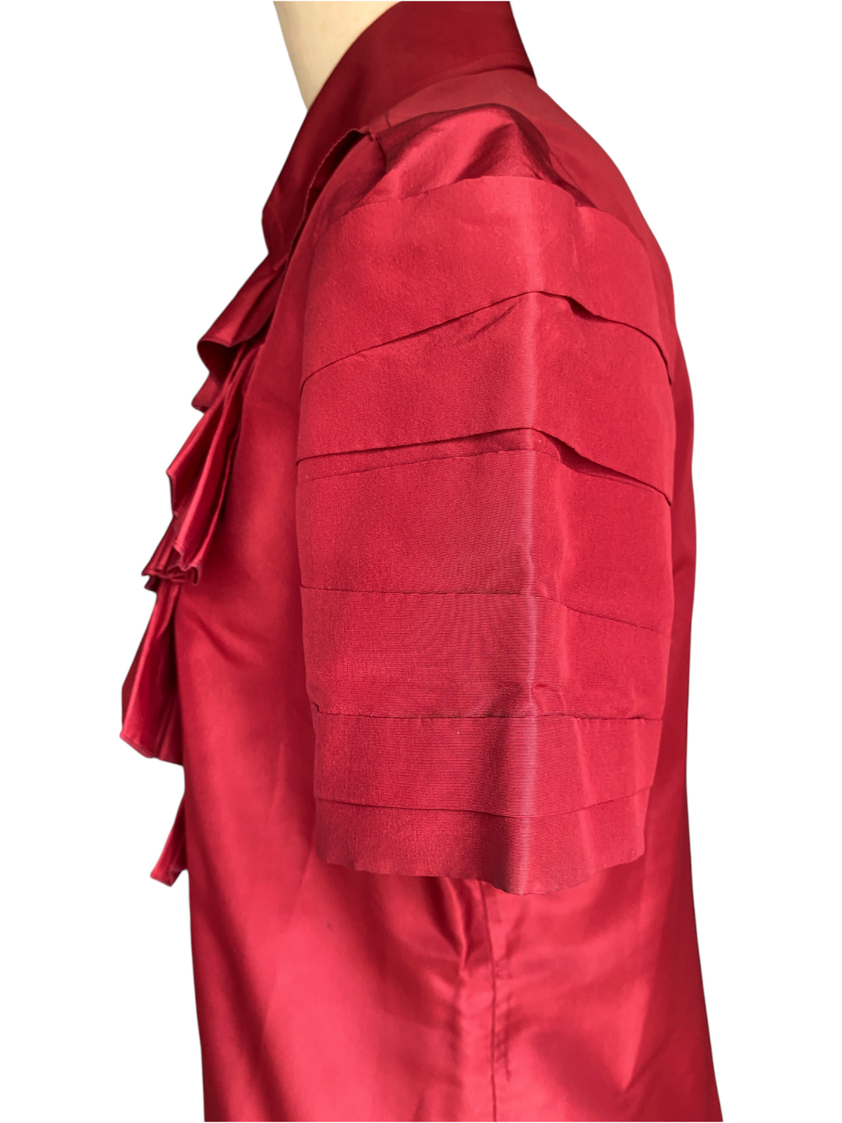 2008 Oscar de la Renta Oxblood Red Ruffle Blouse