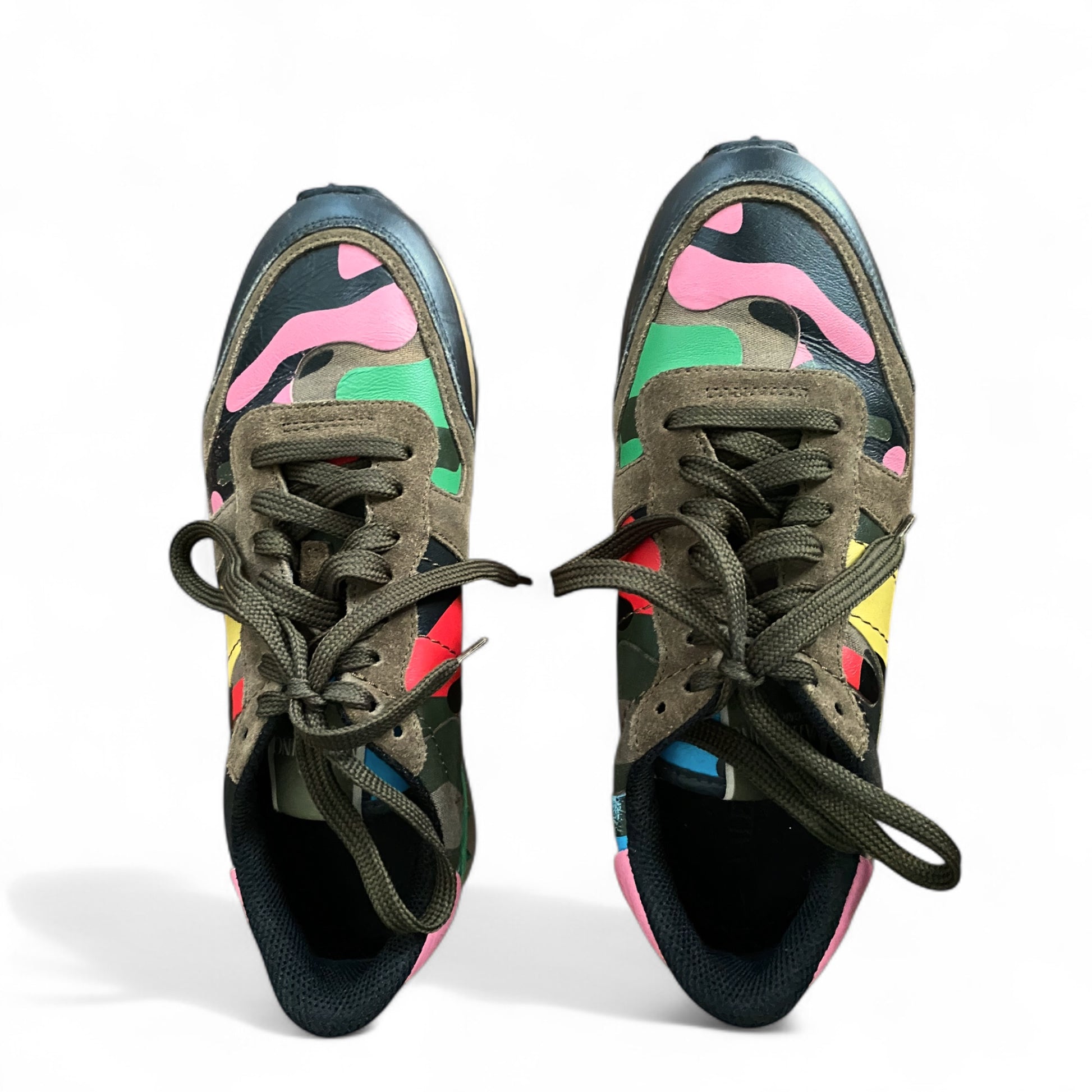 Valentino sneakers hand-painted feline — pair view showing both shoes and overall condition