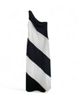 60s Asymmetrical Black White Maxi Dress