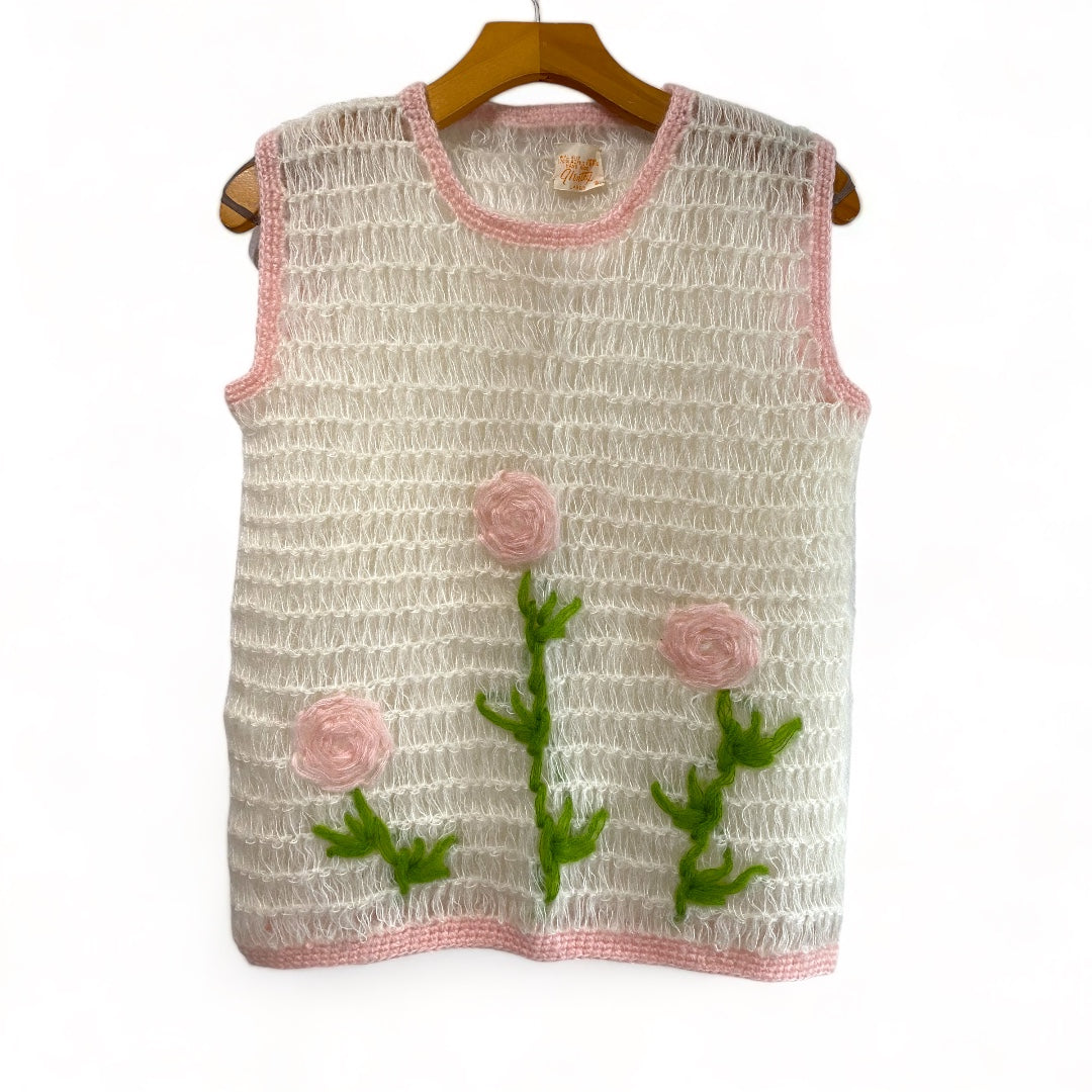 Japanese Vintage Hand Knit Roses Top