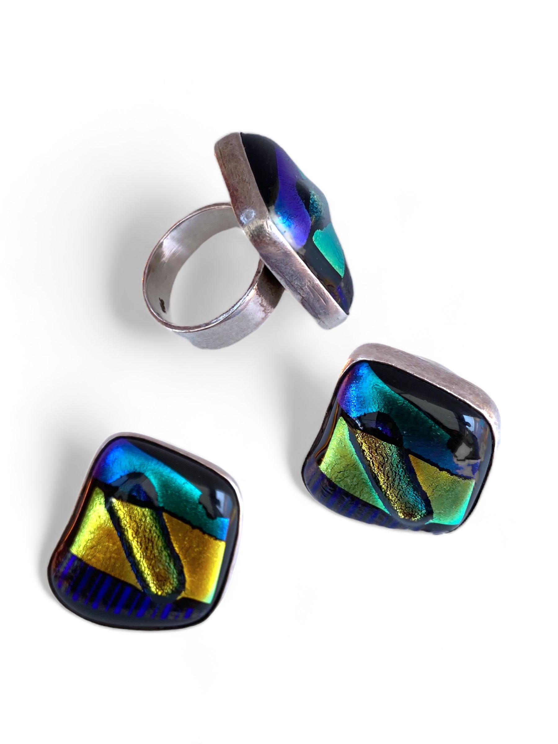 Modernist Dichroic Sterling Silver Ring
