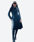 Navy Blue Leather Trench *As Is*