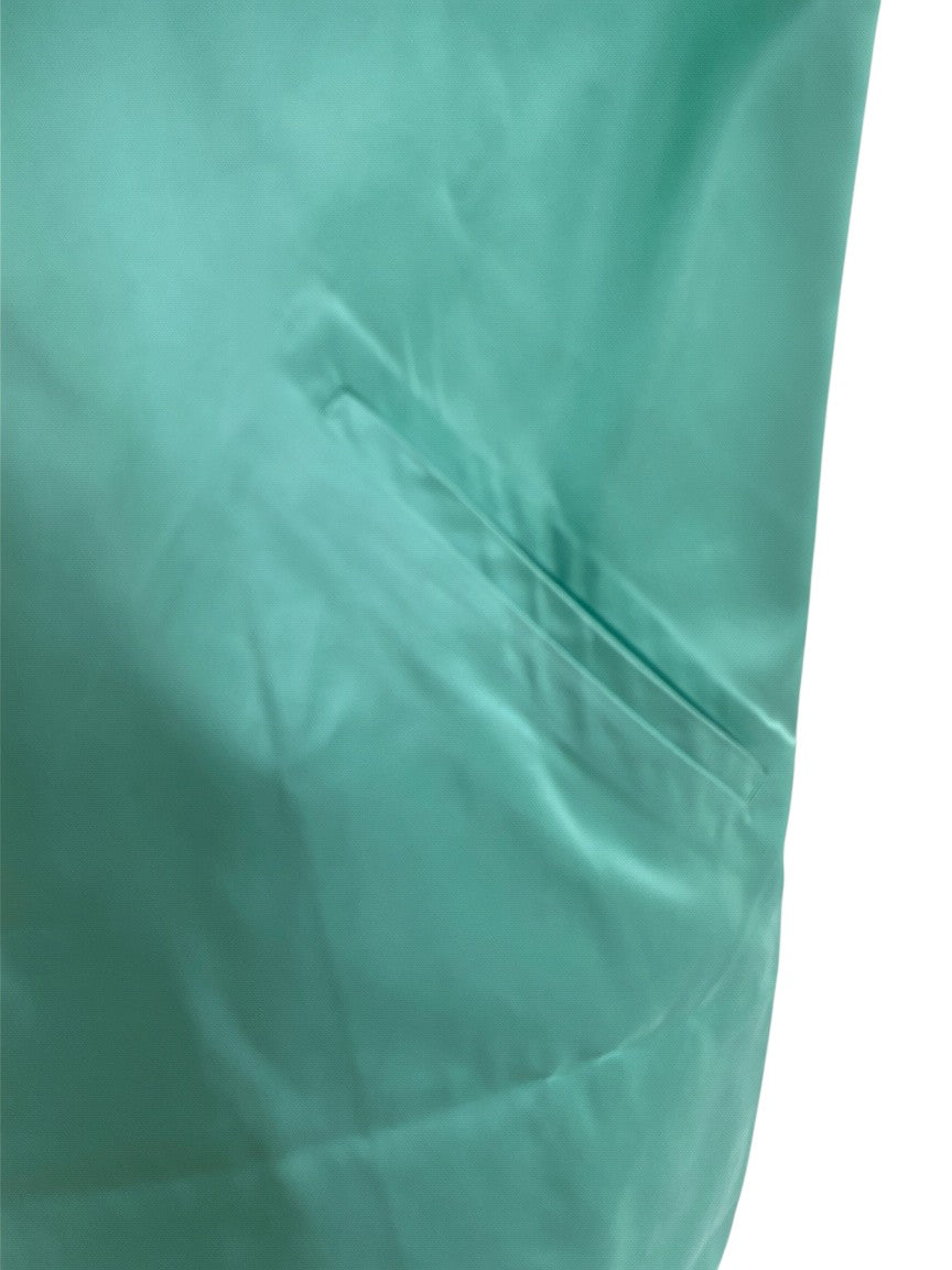 LaliSimone vintage mint green silk tunic featuring architectural construction and a subtle pocket detail