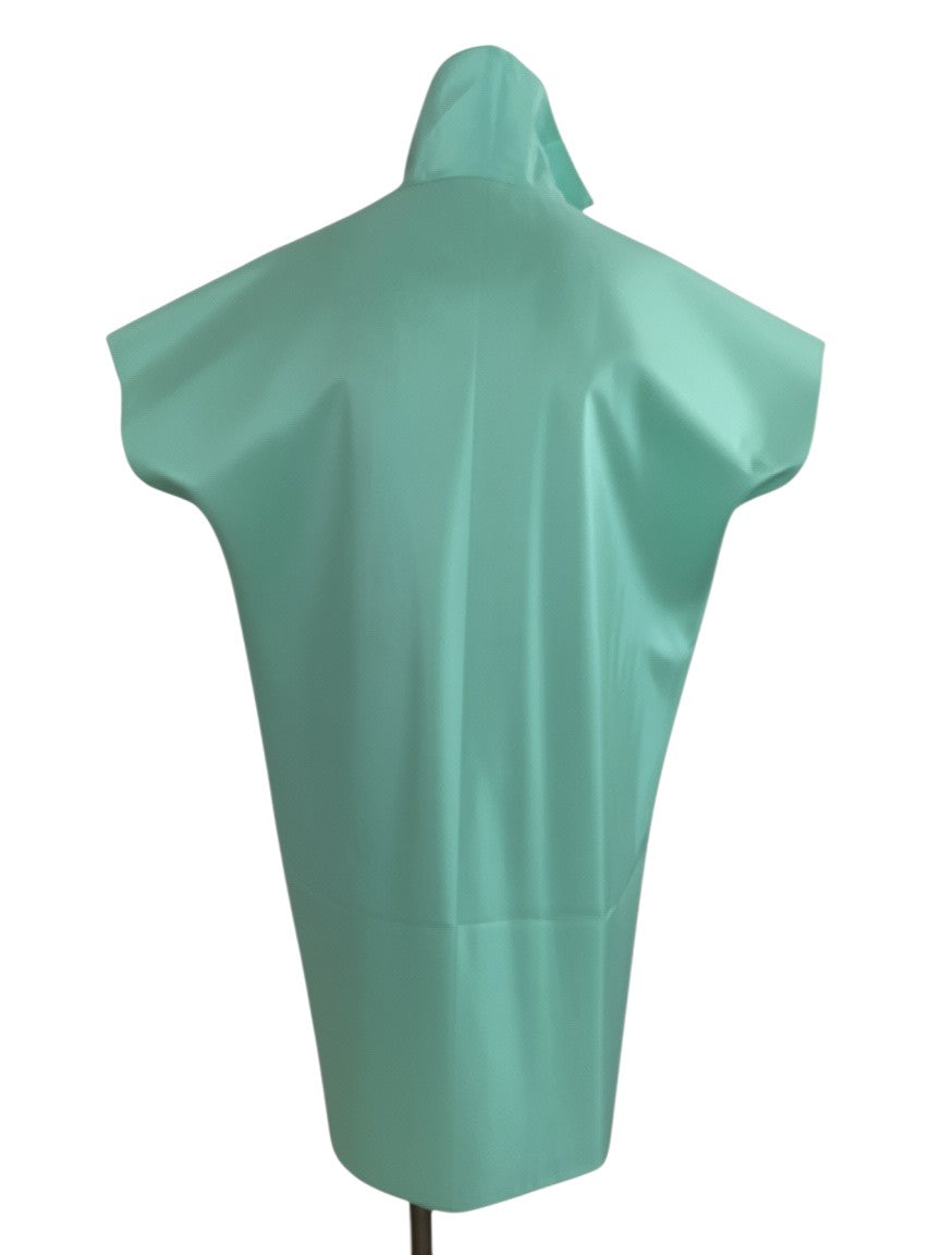 LaliSimone vintage 1980s mint green silk tunic with architectural cap sleeves and a minimalist design