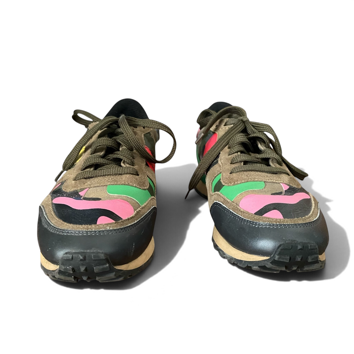 LaliSimone Valentino Garavani low top lace up sneakers featuring a vibrant multi-color camouflage pattern