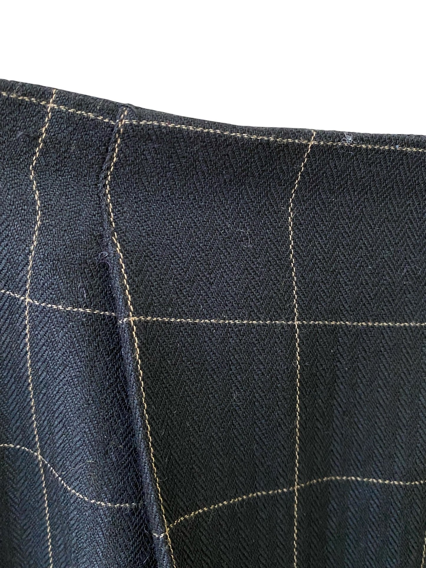LaliSimone 90s Ralph x Ralph Lauren tapered trousers in dark navy with a subtle tan grid pattern. Tapered fit.