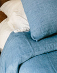 Linen Duvet Cover Set - Denim Blue