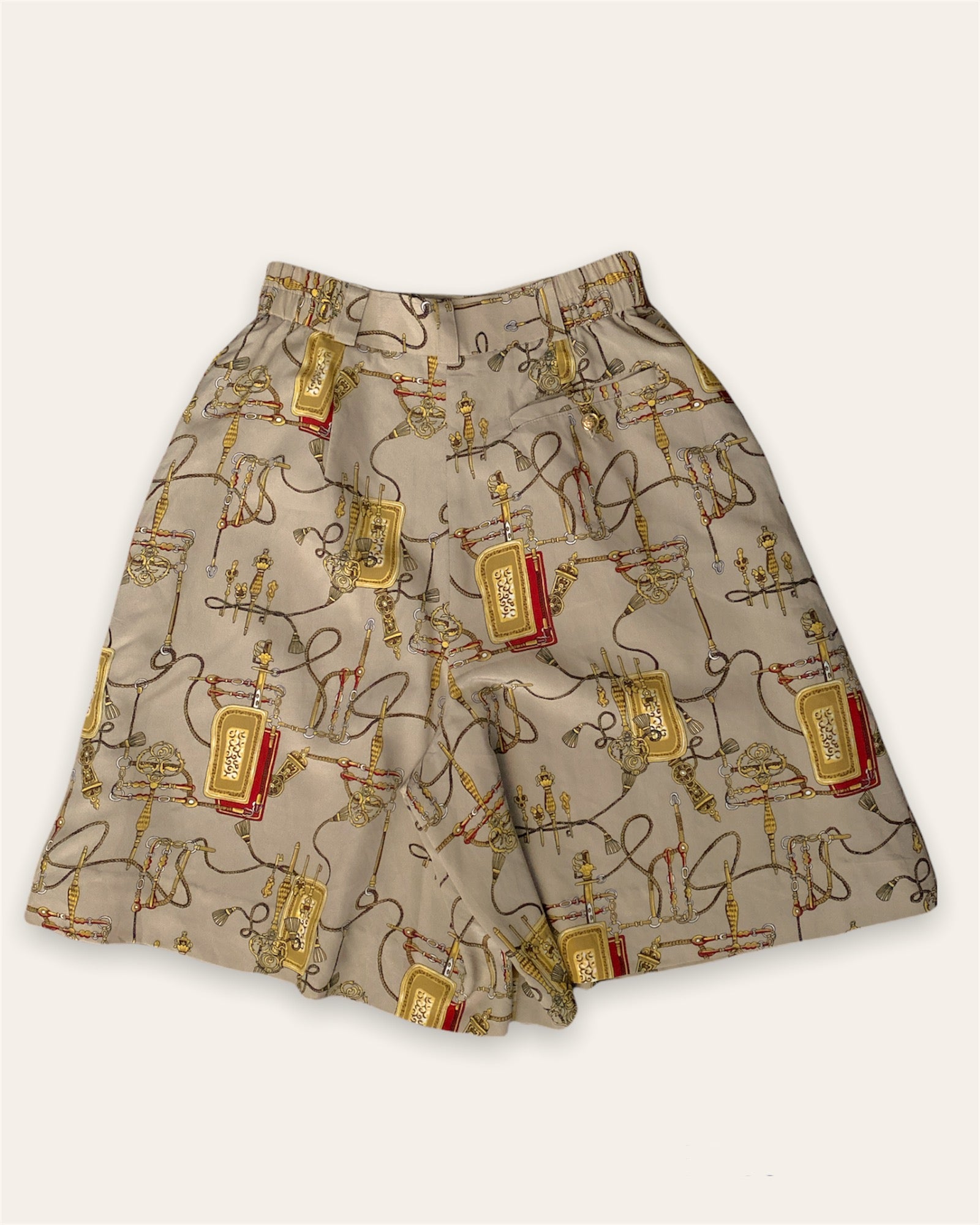 Hermes Style Baroque Print Long Shorts