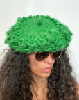 Chunky Green Knit Beret