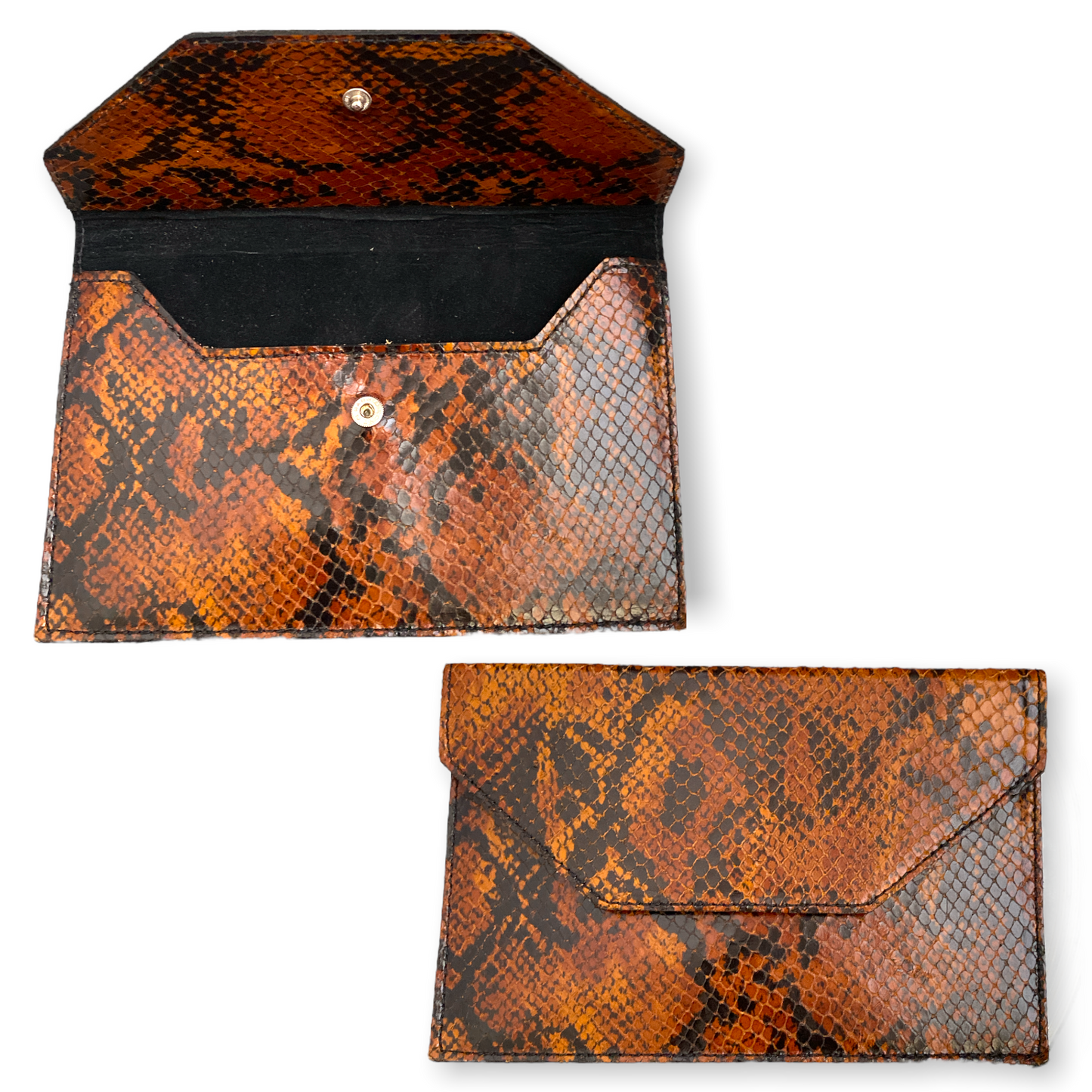 Snakeskin Print Envelope Clutch