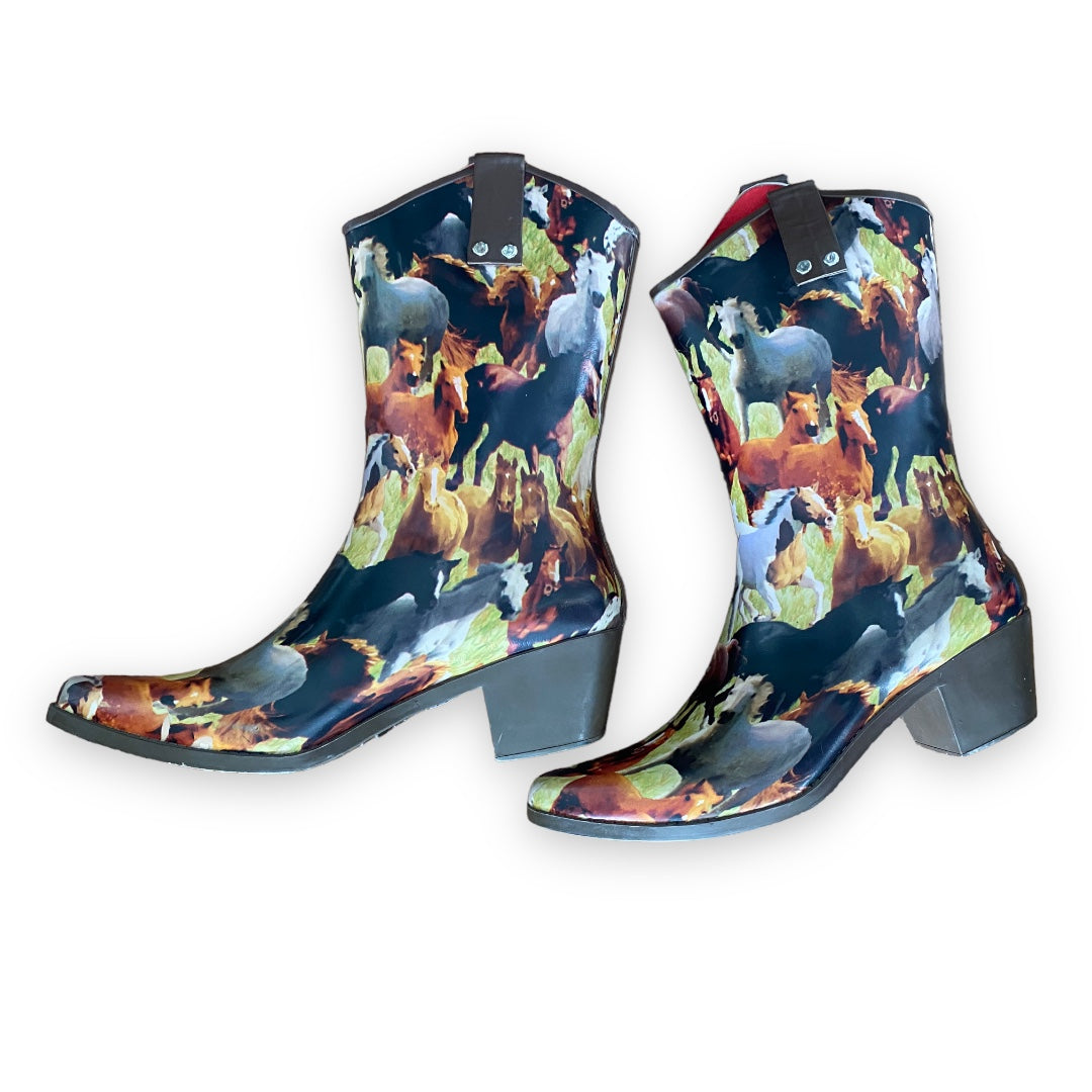 Horse rain boots store women's shoes