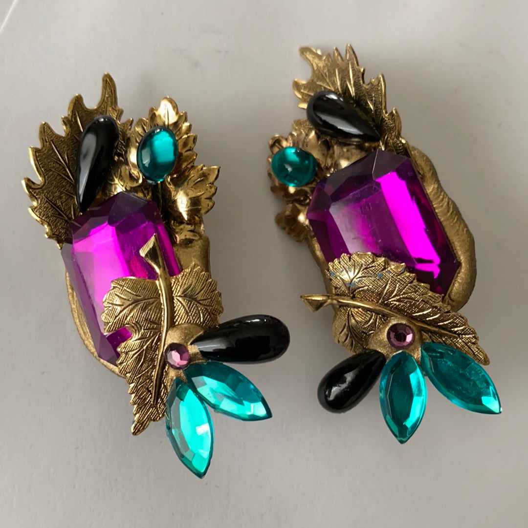 NEW Purple Diamanté Crystal Fashion Earrings Gatsby Flappers Jewellery |  eBay
