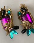 Purple Gems Costume Clip-On Earrings