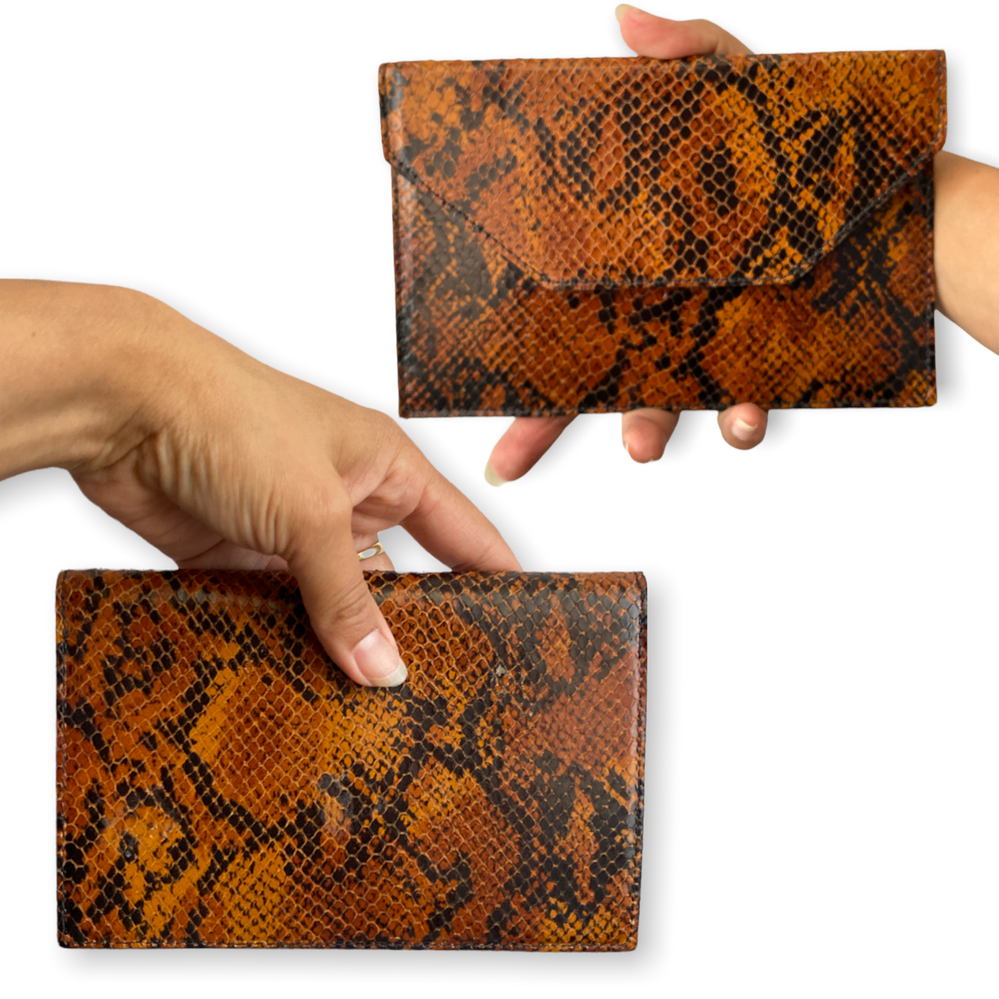 Snakeskin Print Envelope Clutch