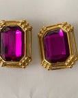 Purple Gems Costume Clip-On Earrings