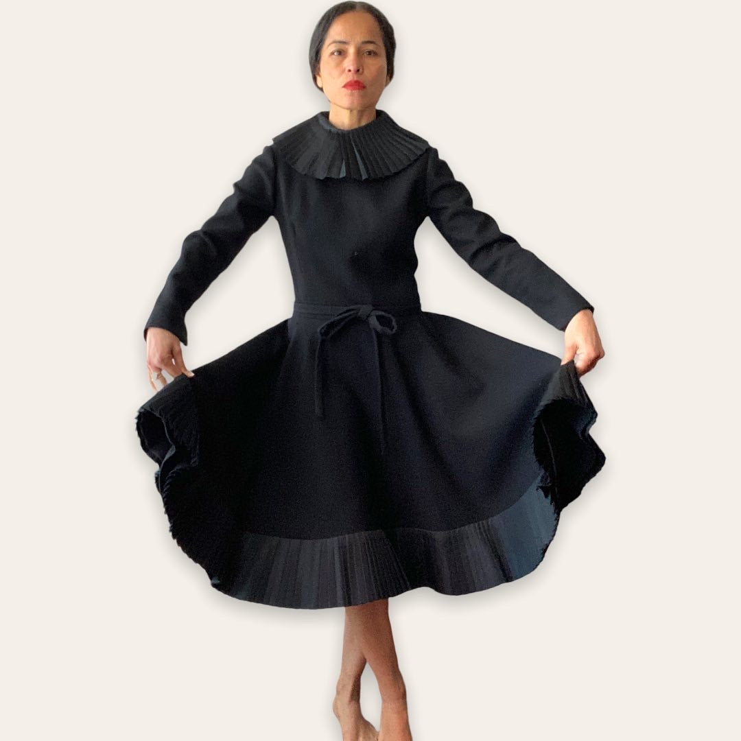 Geoffrey Beene cocktail dress — back skirt condition showing moth hole detail