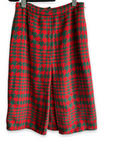 Red Green Herringbone Pleated Skirt