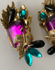 Purple Gems Costume Clip-On Earrings