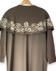 Andrea Jovine Taupe Coat Cape Collar Embroidery