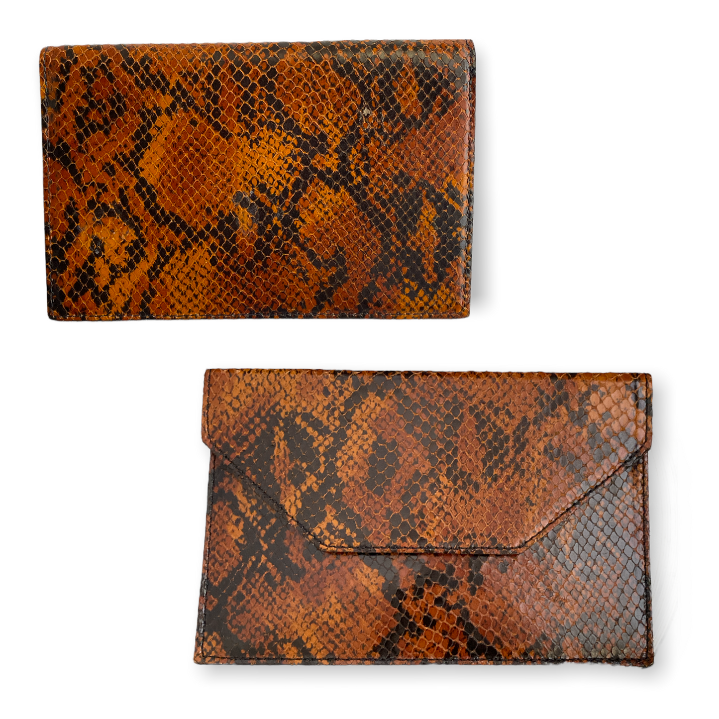 Snakeskin Print Envelope Clutch