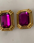 Purple Gems Costume Clip-On Earrings