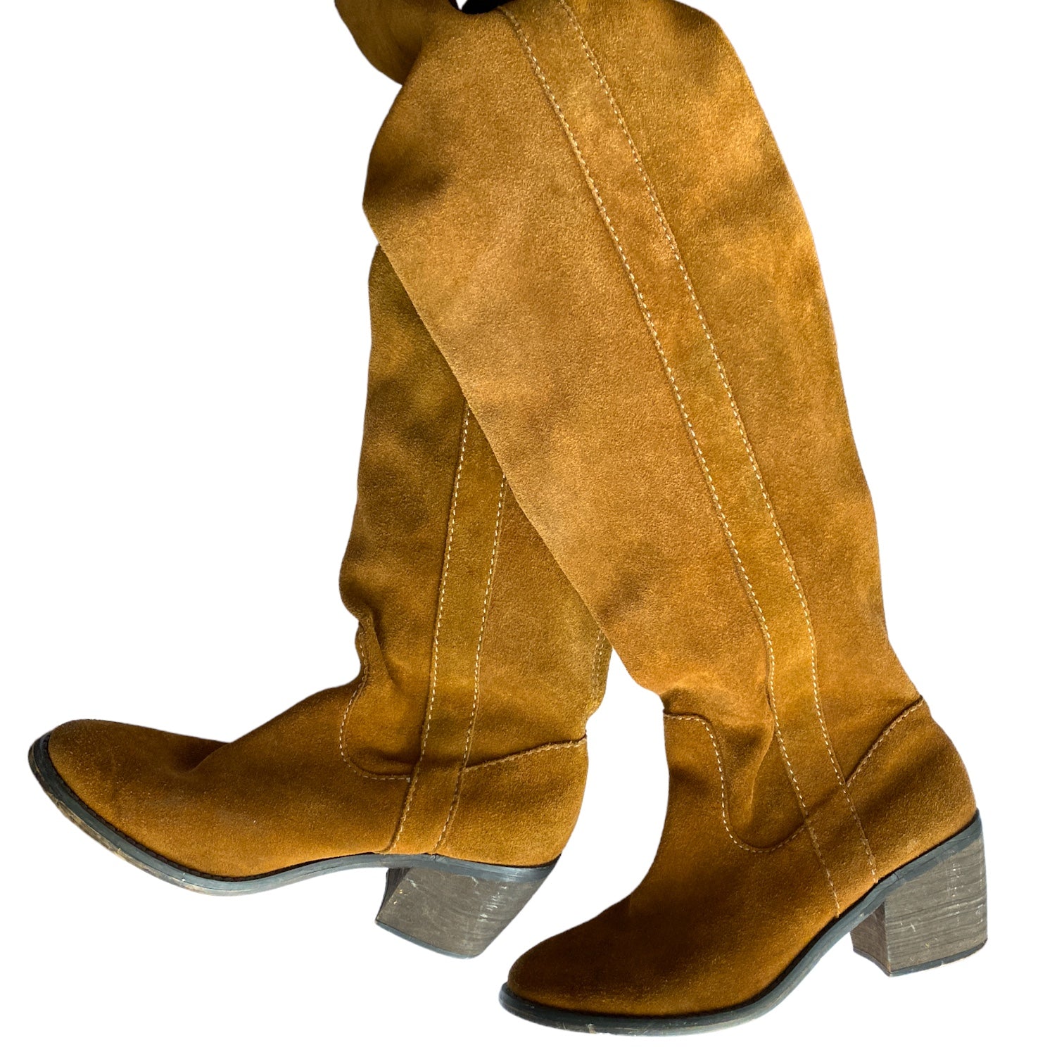 Camel Suede Thigh High Boots