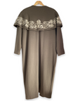 Andrea Jovine Taupe Coat Cape Collar Embroidery