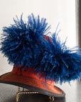 1920s Cinderella Hats New York Red Cloche Blue Feather Pom Poms